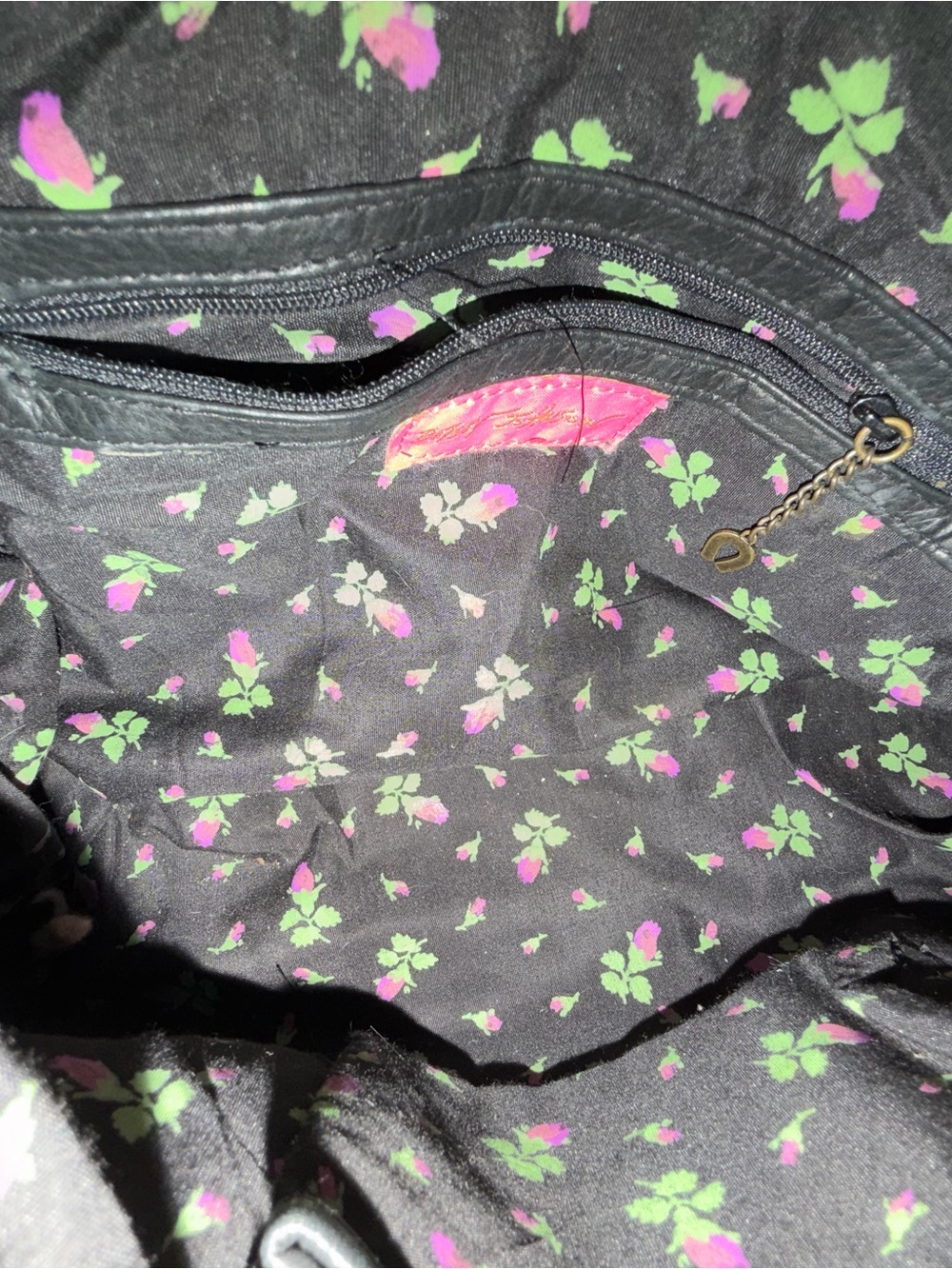 Vintage Betsey Johnson Black Studded Leather Satchel Handbag - Picture 7 of 7